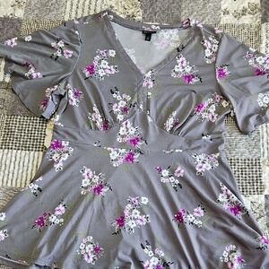 Floral Gray and Pink Blouse